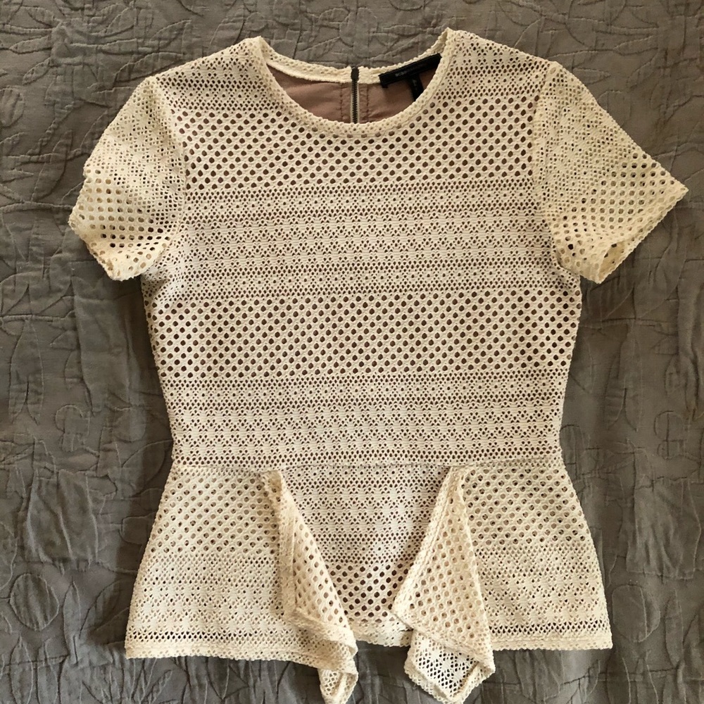 BCBG Lace Peplum Top